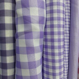 Tecido Xadrez de Poliéster Tergal Lilas | 1m x 1,40m (comprimento x largura)